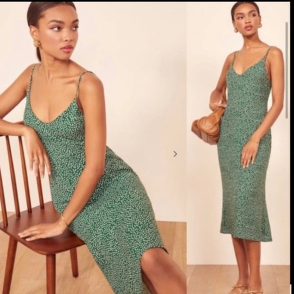 Reformation Dresses & Skirts - Reformation Alexandra Midi Dress In Wyoming Green Floral - Size 12 - NEW w/Tags
